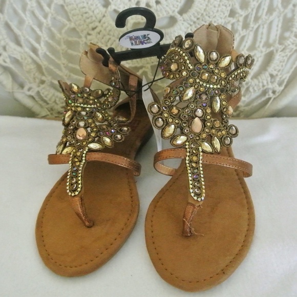 Muk Luks Shoes - MUK LUKS Women's Rosa Zip Back Sandals 6 Bronze